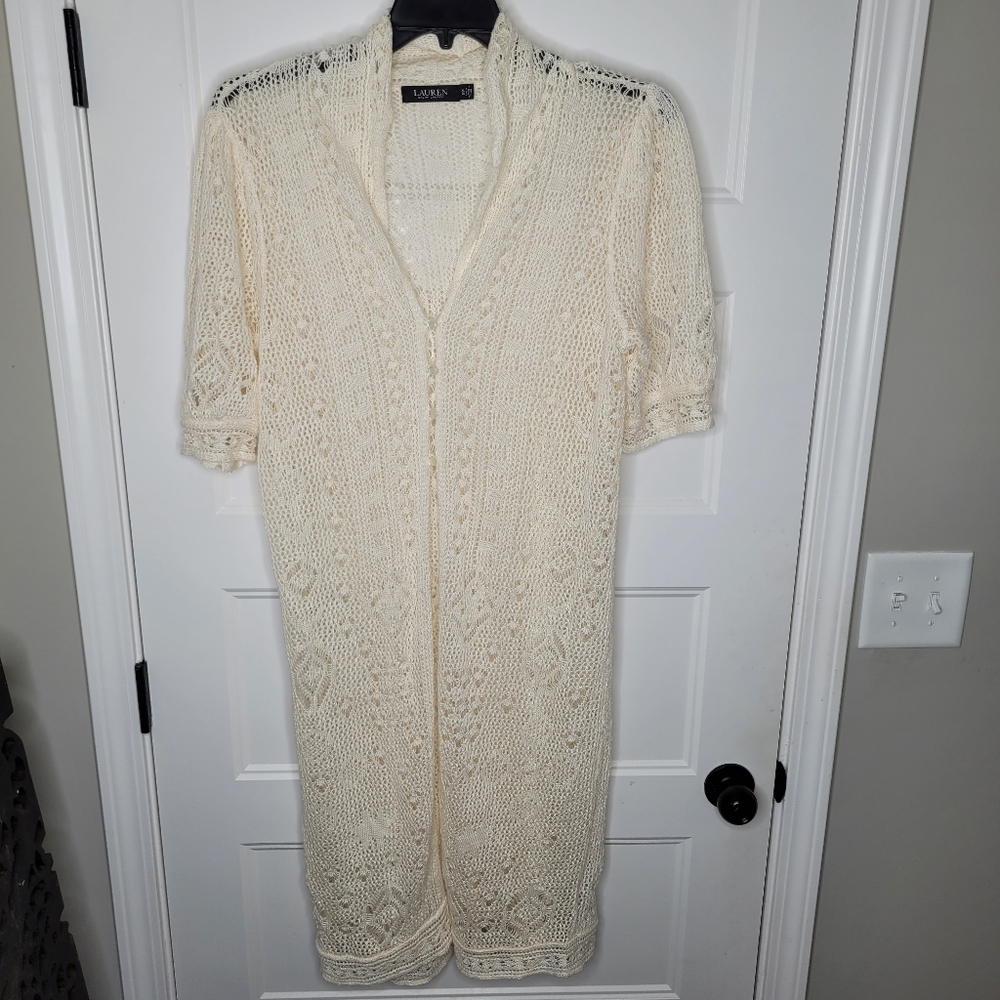 Black Label Lauren Ralph Lauren Boho Button Up Full Length Cardigan Size XL